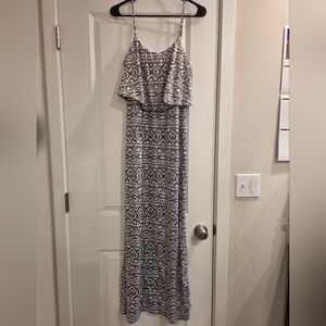 Teeze Me Gray and White Patterned Maxi Dress